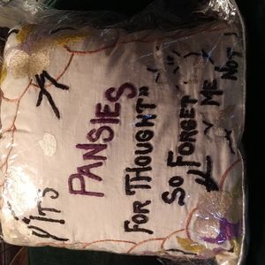 #6 VICTORIAN "Pansies for Thought so Forget Me Not" Embroidered Velvet Pillow